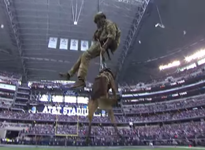 Dog-Navy-SEAL-Rappel-Down-Before-Cowboys-Cardinals-Game